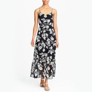 J. Crew. Floral Black and White Maxi Dress